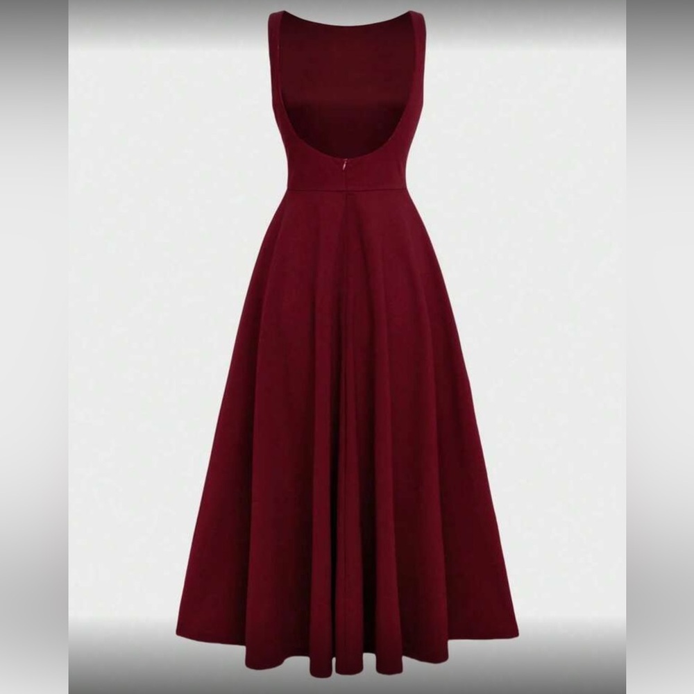 Elegant Burgundy Sleeveless Dress - Picture 11 of 11